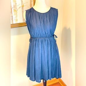 Prada navy blue silk pleated dress size medium $1299